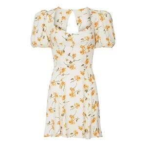 Reformation Limonada Clancie Gold Mini Floral Dress